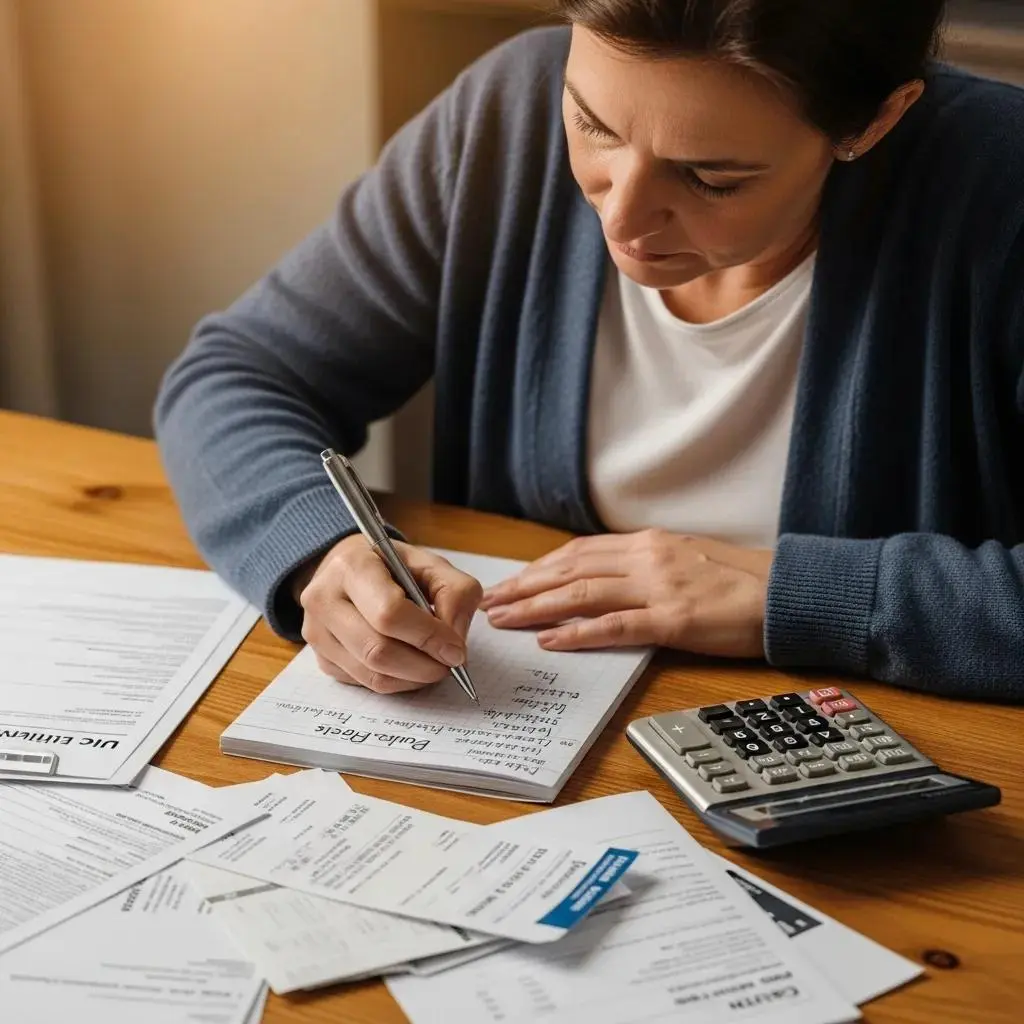 Individual calculating budget and managing finances for Chapter 13 repayment plan