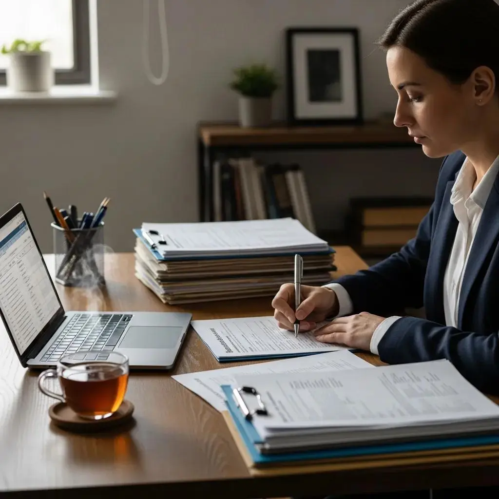 Individual completing Chapter 7 bankruptcy forms at a desk