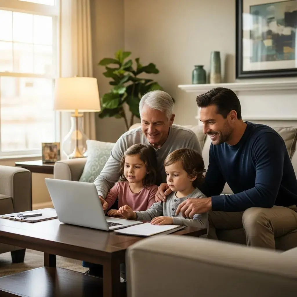 Family discussing mortgage relief options in a cozy living room