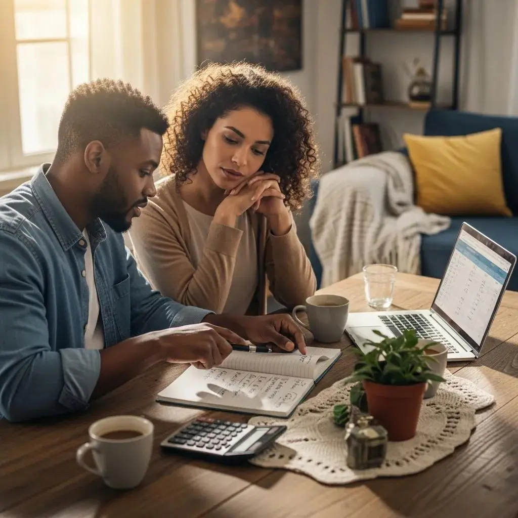 Couple reviewing Chapter 13 eligibility at their kitchen table